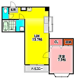 大久保大喜マンション 1LDKの間取図画像