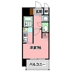 クレアート大阪トゥールビヨン 1Kの間取図画像