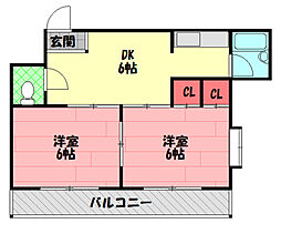 サニーハイツ根上 2DKの間取図画像