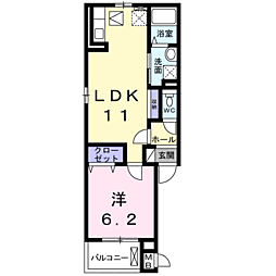 ヴィラライツ 1LDKの間取図画像