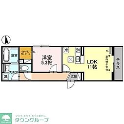 グレイス三郷 1階1LDKの間取り