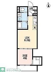 つばめハウス北松戸 1階1LDKの間取り
