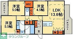 つくばエクスプレス 南流山駅 徒歩7分の賃貸マンション 3階3LDKの間取り