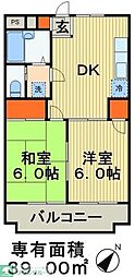 東武野田線 鎌ケ谷駅 徒歩4分の賃貸マンション 1階2DKの間取り