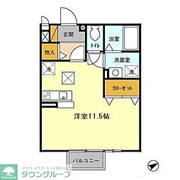 メルベーユ 1階ワンルームの間取り