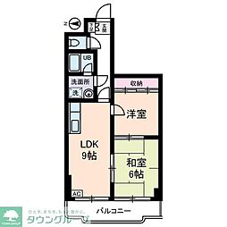 エレガンス綾瀬4 2階2LDKの間取り