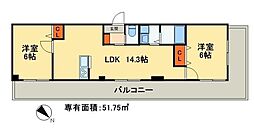 ファミリア一番館 4階2LDKの間取り