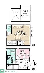 ディアコート松戸 2階1LDKの間取り