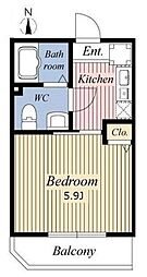 グローリオ 2階1Kの間取り