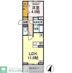 リシェスみのり台　A棟 2階1LDKの間取り