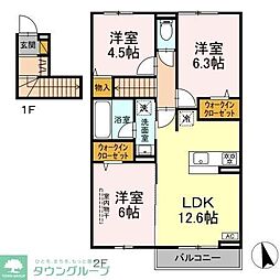 グレイスマチハタ 202 2階3LDKの間取り