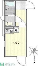 リブ亀有 2階ワンルームの間取り