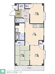 サウスコート 3階3DKの間取り