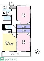 ファスト・ラフィーヌ 1階2DKの間取り