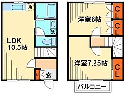 市川ガーデンヴィラ 1階2LDKの間取り
