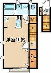 シルクコートＡ 2階ワンルームの間取り