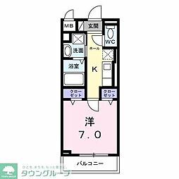 ソルス・おおたか 2階1Kの間取り