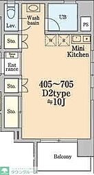 シャイン南流山 6階ワンルームの間取り