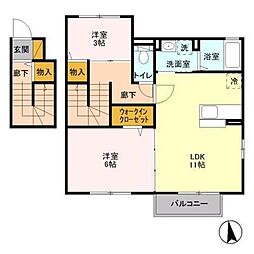 アークＴＯＷＡ 2階2LDKの間取り