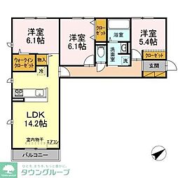 グランデールおおたかの森 2階3LDKの間取り