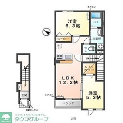 ＫＡＫＩＮＯＫＩ　ＴＥＲＲＡＣＥ 2階2LDKの間取り