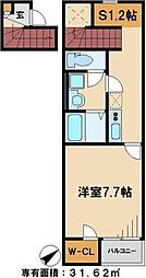 京成松戸線 松戸新田駅 徒歩5分の賃貸アパート 2階1SKの間取り