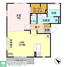 コンフォートI 2階1LDKの間取り