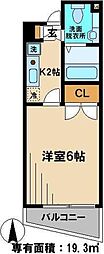 アーク松戸本町 4階1Kの間取り
