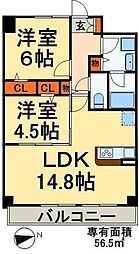 コンフォリア北小金 2階1SLDKの間取り