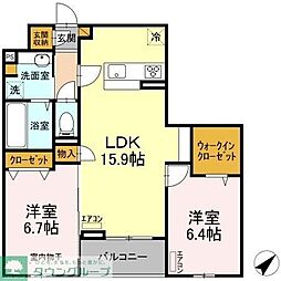 ヴィルシード 2階2LDKの間取り