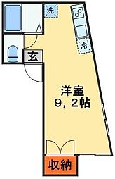 JR総武線 船橋駅 徒歩5分の賃貸アパート 2階ワンルームの間取り