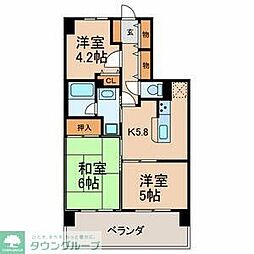 マイキャッスル柏豊四季 6階3Kの間取り