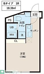 REPURE北千住レジデンス2 ワンルームの間取図画像