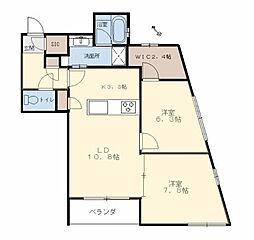 アンソレイエ 2LDKの間取図画像