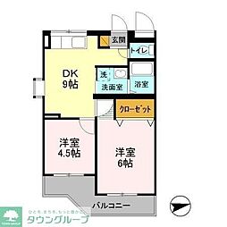 パストラル恩田 2DKの間取図画像