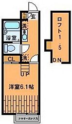 レオパレスボヌールメゾンD 1Kの間取図画像