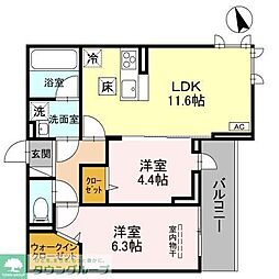 (仮称)D-ROOM大瀬4丁目(SMII) 2LDKの間取図画像