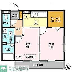 クレール岩瀬 2Kの間取図画像