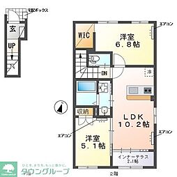 ヴァンベール 2LDKの間取図画像