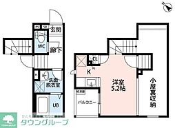 CB北柏ウイング 1Kの間取図画像