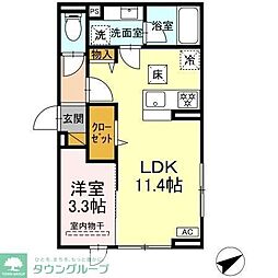 松戸市中根長津町アパート 1LDKの間取図画像