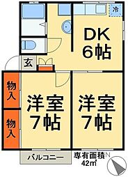 シティハイムメゾンラミエ 2DKの間取図画像