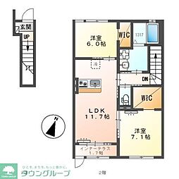八潮市伊勢野新築アパート 2LDKの間取図画像