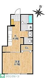 柏市西原一丁目アパート 1Kの間取図画像