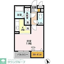 アプローズ馬橋 1Kの間取図画像