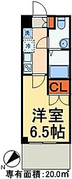 パークキューブ北松戸 1Kの間取図画像