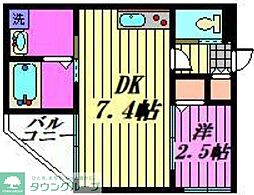 Mark Duo三郷中央 1DKの間取図画像