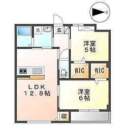 RIVERSIDE BRIN 2LDKの間取図画像