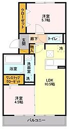 レイク藤和 2LDKの間取図画像
