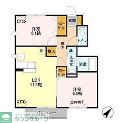 アシェルパーク1 2LDKの間取図画像